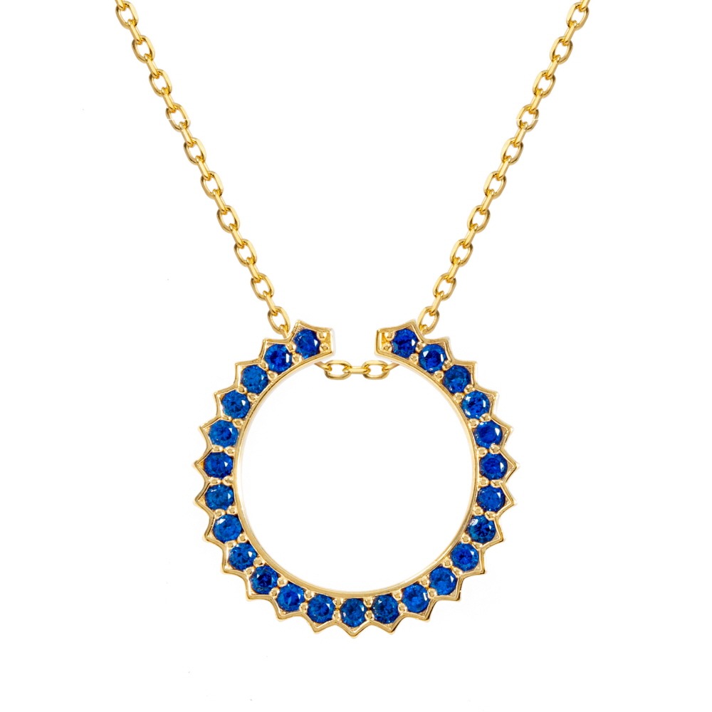 Solar Circle Sapphire Necklace ( S925 )